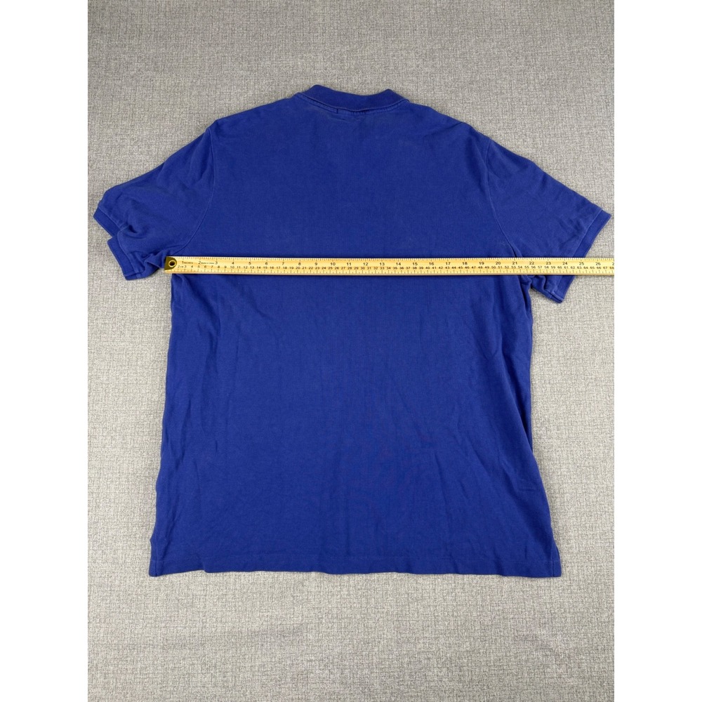 Polo Ralph Lauren Mens Classic Fit Blue Pique Polo Shirt Green Pony Large - Picture 5 of 6